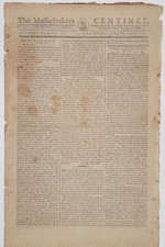 1787 Massachusetts Centinel — Constitutional Convention, Hancock Proclamation picture