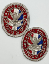 Vintage BSA Eagle Scout Rank Embroidered Uniform Patches Lot of 2 Boy Scouts picture