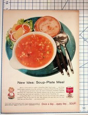 Vintage Campbell's Soup-Plate Meal Ad 1950s Vegetable Beef Soup Ephemera picture
