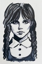 Addams Family: Wednesday (Jenna Ortega) 6x9 Original Art by Texas CowGirlz w/COA picture