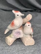 RARE FIND Love Birds On a Limb Figurine Flowers Porcelain Pink Purple Cardinals picture