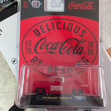 *CHASE*Coca-Cola 1973 Chevrolet Cheyenne 10 Pickup Truck Diecast M2 Machines Red picture