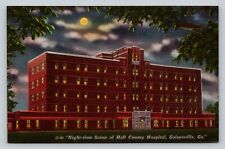 Gainesville Georgia GA Hall County Hospital VINTAGE Postcard Night-time Scene picture