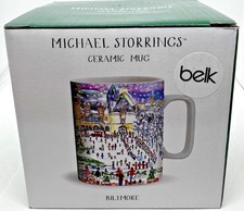 Michael Storrings Biltmore Christmas Ceramic Mug Belk Snow Scene Boxed picture