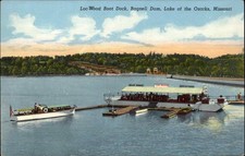 Ozarks MO Missouri Loc-Wood Boat Dock Bagnell Dam c1930-50s Vintage Postcard picture