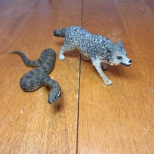 Schleich Grey Wolf Adult Wildlife Figure  2014 #C-73527 and 2016 Snake #D-73527 picture