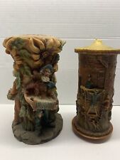 Vintage LOT of 2 German Candles Large 12 Inches Hand Carved and Painted picture