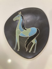 Vintage Hungarian Mid-Century Modern Modernist Ceramic Horse Wall Plaque c.1960s picture