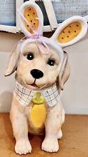 Blue Sky Lab Golden Retriever Easter Bunny Dog Cookie Jar 12” NEW Auth Retailer picture