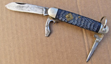 Vintage ~ Cub Scouts / BSA Blue 3-Blade Utility Pocket Knife / Opener ~ USA picture