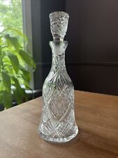 Vintage Crystal Russian Cut Decanter w Stopper Diamond Star Liquor  picture