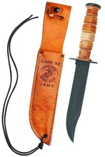 Case Military 00334 USMC Knife with Fixed 1095 Carbon Blade Genuine Leather S... picture