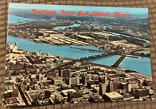 Vintage Continental Postcard - Greetings From Rock Island, Illinois Aerial View picture