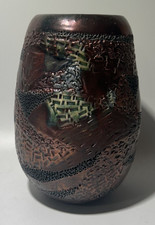 Harold Long Cherokee Raku Art Pottery Vase Signed Native American Handcrafted 8