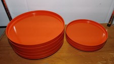 8pc Vtg MCM Heller Massimo Vignelli Italy Orange Stacking Plates Melamine *READ  picture
