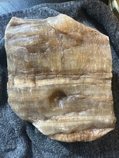 Banded Honey Calcite Statement Piece LARGE - ≈5lb - FOUND IN USA- UV GLOWS GREEN picture