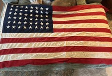 VTG WWII 48 Star Annin Defiance American Flag 3’x5’ Sewn Stars Cotton Bunting picture