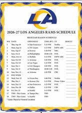 Los Angeles Rams Large METAL fridge magnet 🏈 2026 - 27 Schedule 4