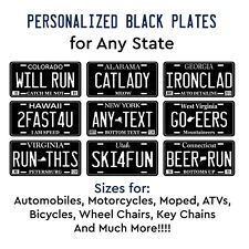 Personalize Custom Black License Plate Tag for Any State Auto Car ATV Bicycle picture