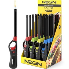 24 Pack Refillable Butane Windproof Waterproof Neon Multi Purpose Candle Lighter picture