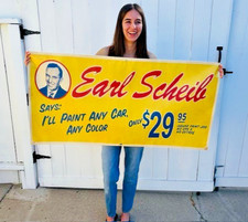 VINTAGE EARL SCHEIB BANNER Auto Paint jobs for $29.95 repro 4 Garage, Man Cave picture