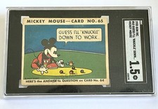 1935 Mickey Mouse Gum Card R89 TYPE 2 - #65 Knuckle Down - Date Stamped - RARE picture
