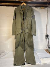 WW2 US Air Force HBT Mechanic Coveralls 13 Star Buttons Military Vtg Patches 38L picture