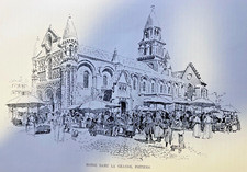 1897 France Churches of Poiters & Caen illustrated picture