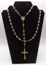 Vintage Italy Padre Pio Rosary Pineapple Criss Cross Glass Gold Gilt Beads 24