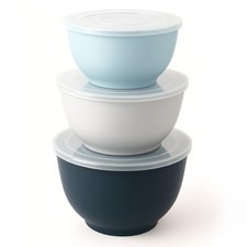 TP Melamine Mixing Bowl Set with Lids, Salad Bowl Set of 3, Blue&White | Nest... picture