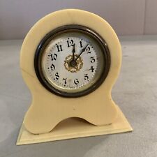 WORKS Vintage Antique Celluloid Mechanical Wind-Up Mantel Shelf Clock picture
