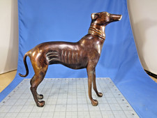 VINTAGE BRASS / BRONZE GREYHOUND WHIPPET SIGHTHOUND DOG FIGURINE STATUE picture