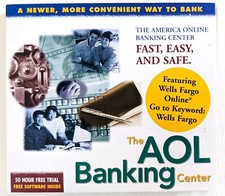 WELLS FARGO America Online Collectible / Install Disk, Vintage AOL 3.5