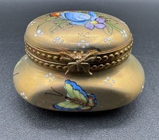 Rochard Limoges Gold Butterfly Floral Gilded Rococo Porcelain Trinket Box *READ* picture