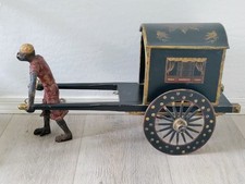 Large Japanese Cast Iron Monkey Pulling Rickshaw Garden Statue 24