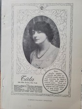 1914 Tecla pearls pearl necklace  mounted with diamonds vintage jewelry ad   picture