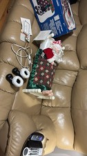 Vintage 1992 Telco Creations Sleeping Animated Santa in Bed Original Box  Works picture