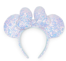 Disney Parks Minnie Iridescent Purple Cotton Candy Ears Sequin Bow Headband  NEW picture