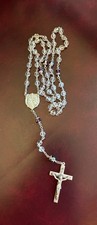 Vintage Sterling Silver Rosary w/ purple crystal- Creed 20” picture