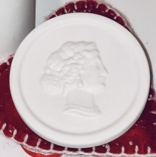 Vintage French Bisque Porcelain Decorative Jar with Lid Embossed Lady Cameo picture