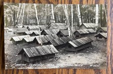 1911 RPPC Indian Cemetery Twin River Michigan Ojibwe Grave Houses Mailed picture