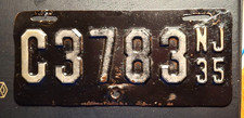 🏍 - NEW JERSEY - 1935 motorcycle license plate - all original, well used TOUGH picture