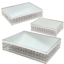allgala Wedding Cake & Dessert Stand 3-Piece Set, Crystal Silver with Mirror picture