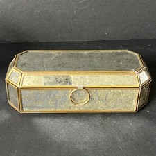 Vintage Anthropologie Conservatory Jewelry Trinket Box Glass Brass picture