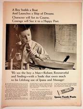 Vintage Ipana Tooth Paste Magazine Ad Boy Building Boat 1940s Ephemera picture