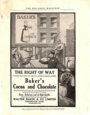 1918 Print Ad WWI Baker's Cocoa & Chocolate The Right of Way Horse  Illustration picture