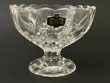 Zajecar CANDY DISH BOWL Lead Crystal Clear Footed Cut Diamond Shapes 3-1/4
