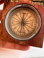 Antique TRAVEL COMPASS Wood BOX with Latch NOT WORKING AS IS LOVELY 2