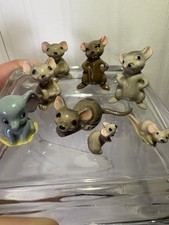 Vintage Ceramic Miniature Mice Figurine Lot 7 Mice 1 Elephant Dollhouse Mini picture