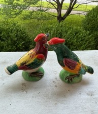 Vintage Ceramic Porcelain Hand Painted Bird Salt Pepper Shakers Japan picture